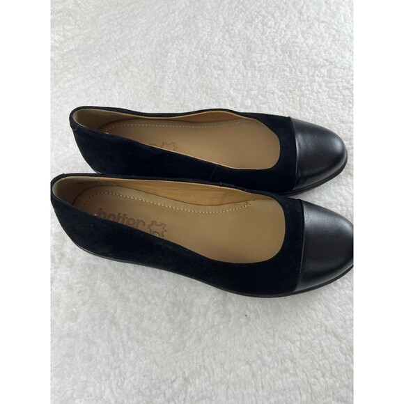 Hotter Shoes Womens 7.5 US Angel Black Suede Leather Wedge Slip On Flats Classic - Picture 5 of 9